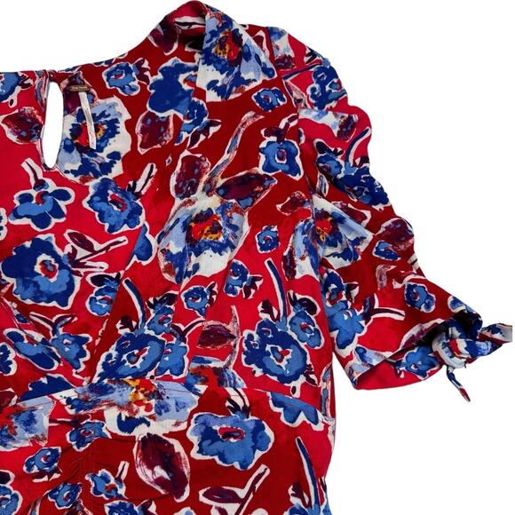 Free People Glow Up Mini Dress Red & Blue Floral Size 6 - Picture 7 of 10